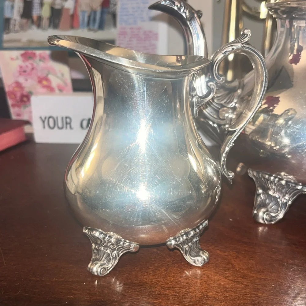 Gorham Vintage Silver 3 Piece Duchess Coffe Set with Cream and Sugar Bowl EUC